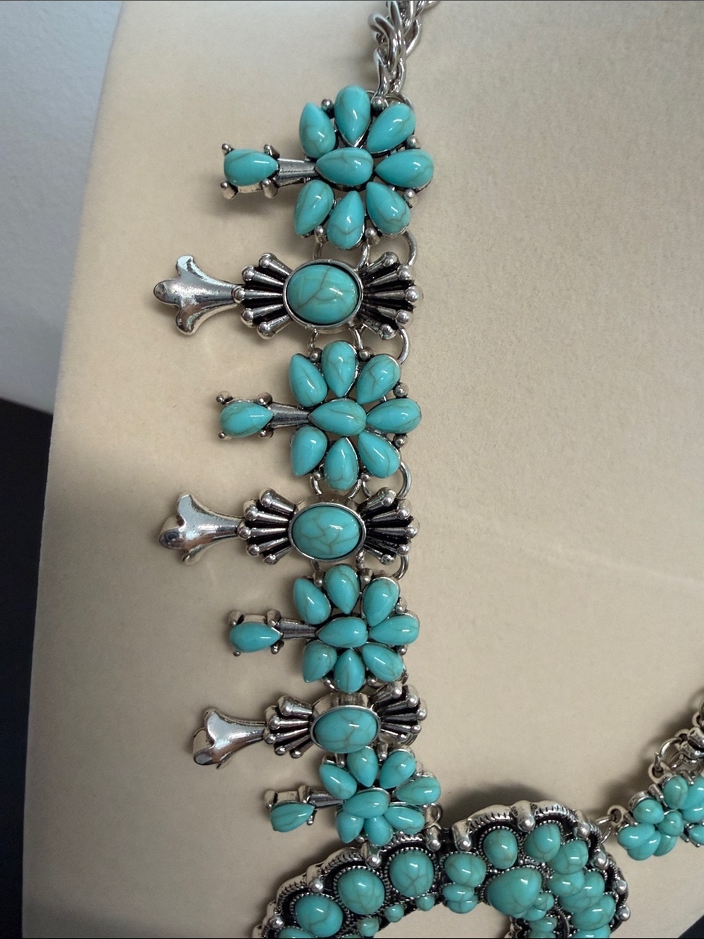 Piper K | Southwestern Squash Bloom Turquoise Boho Cowgirl Chic Necklace - Picture 7 of 11